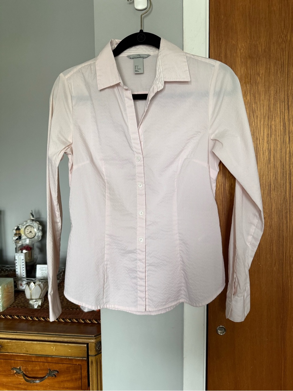 H&M Pale Pink Striped Button-Up Shirt